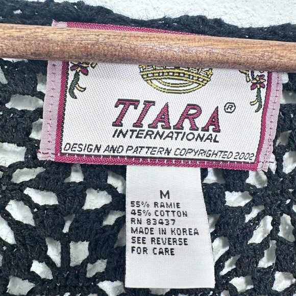 Tiara Crochet Knit Longline Beachy Witchy Feminie Fringe Boho Cardigan Women's M - Picture 6 of 7